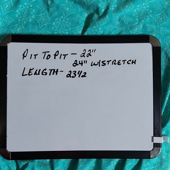 Woman Within Turquoise Geometric Sleeveless Top Size LG Elastic Waistband Comfy - Picture 7 of 7